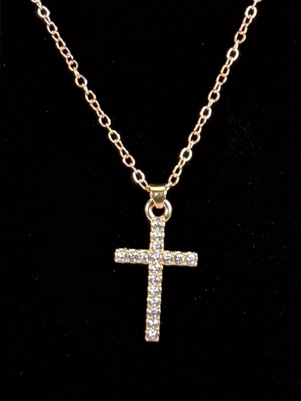 Pretty Lightweight Goldtone Cross Pendant Necklace